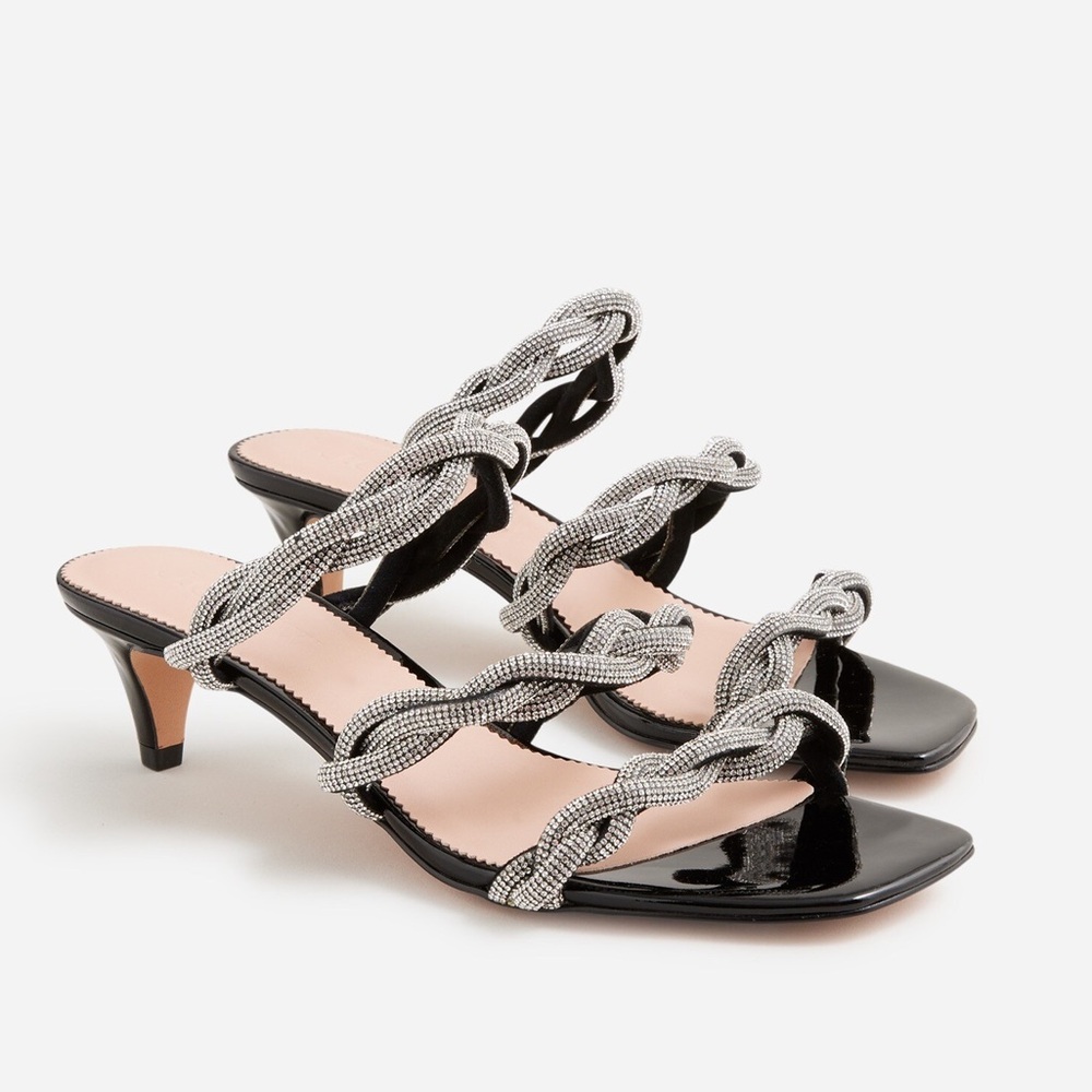 J. Crew Crystal Braided Kitten Heels